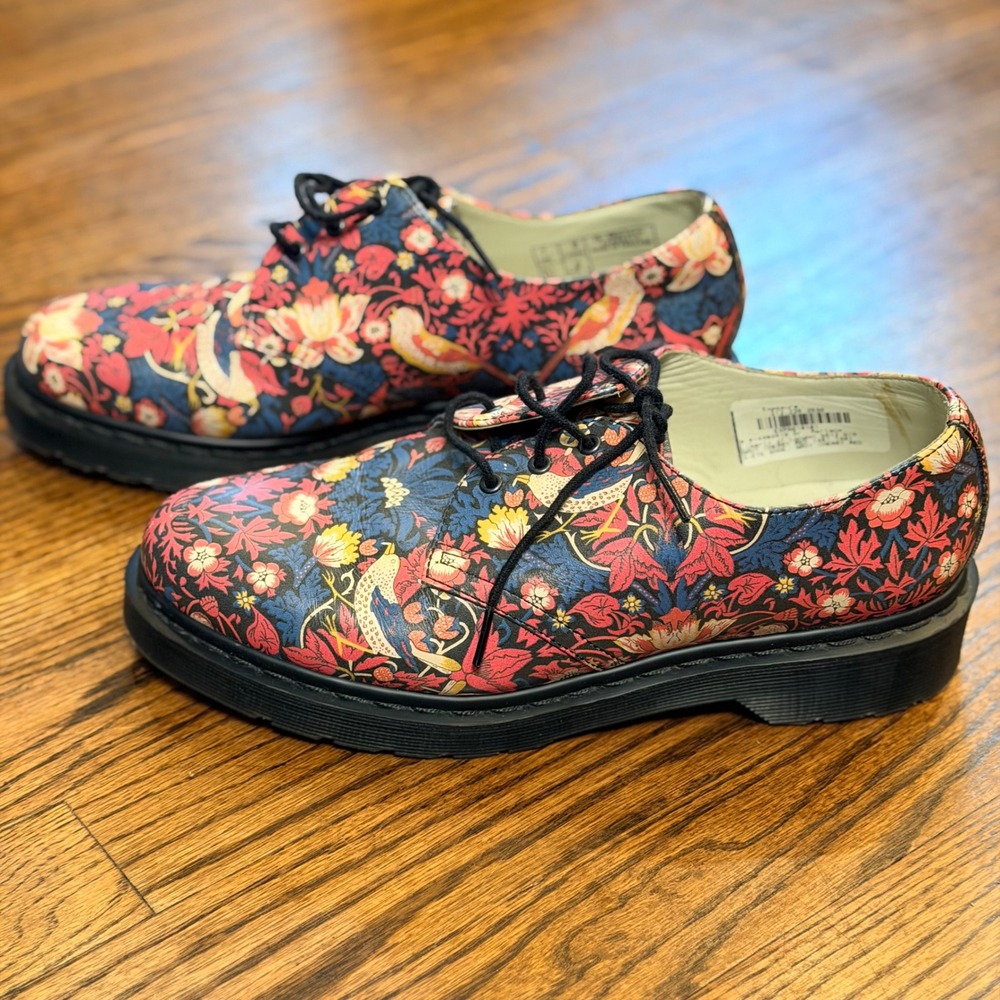 Dr. Martens x Liberty 1461 Strawberry Thief Floral Leather Shoes Size M8 W9 Rare - Picture 2 of 10